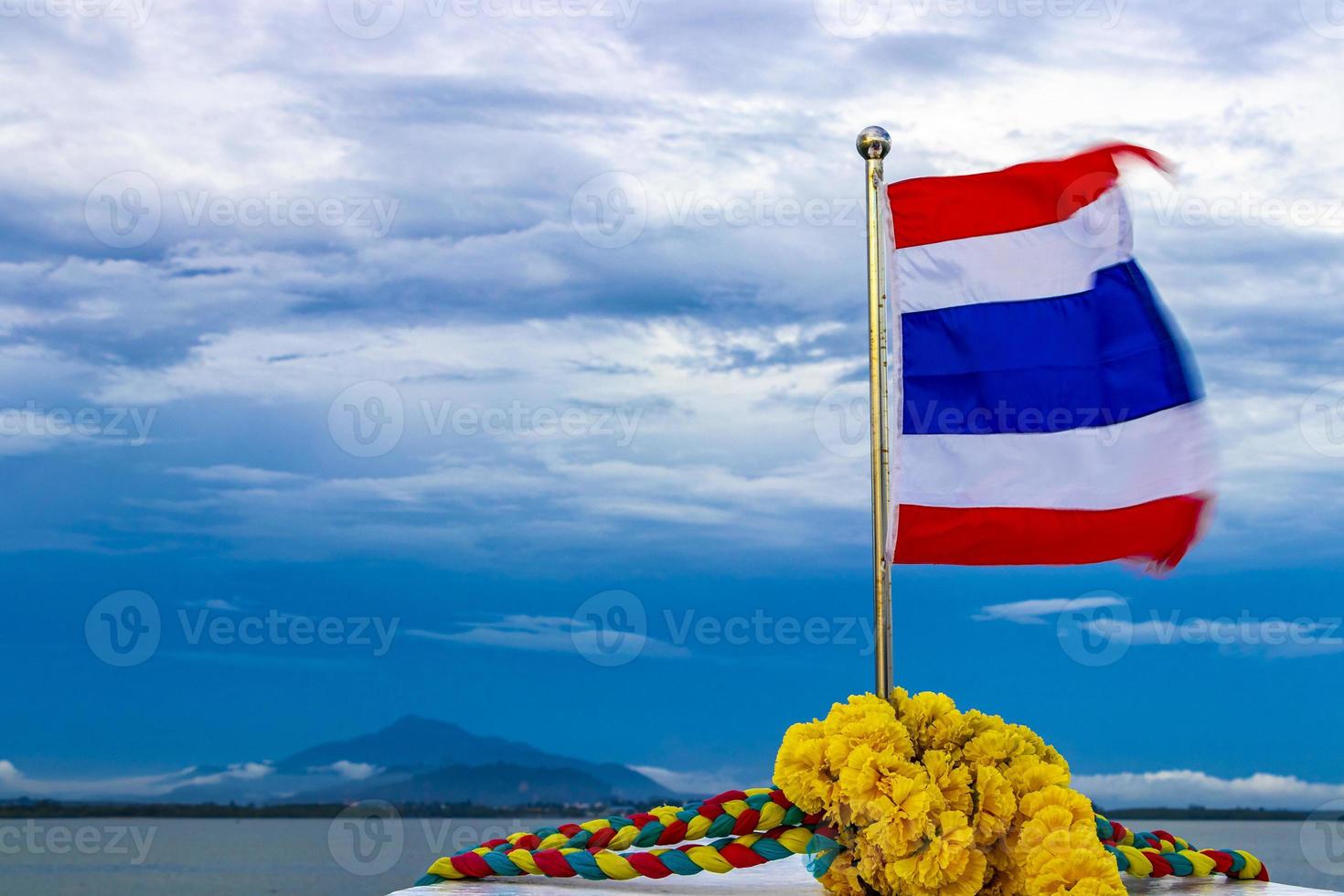 Thailand flag on boat on tour Ao Nang Krabi Thailand. photo