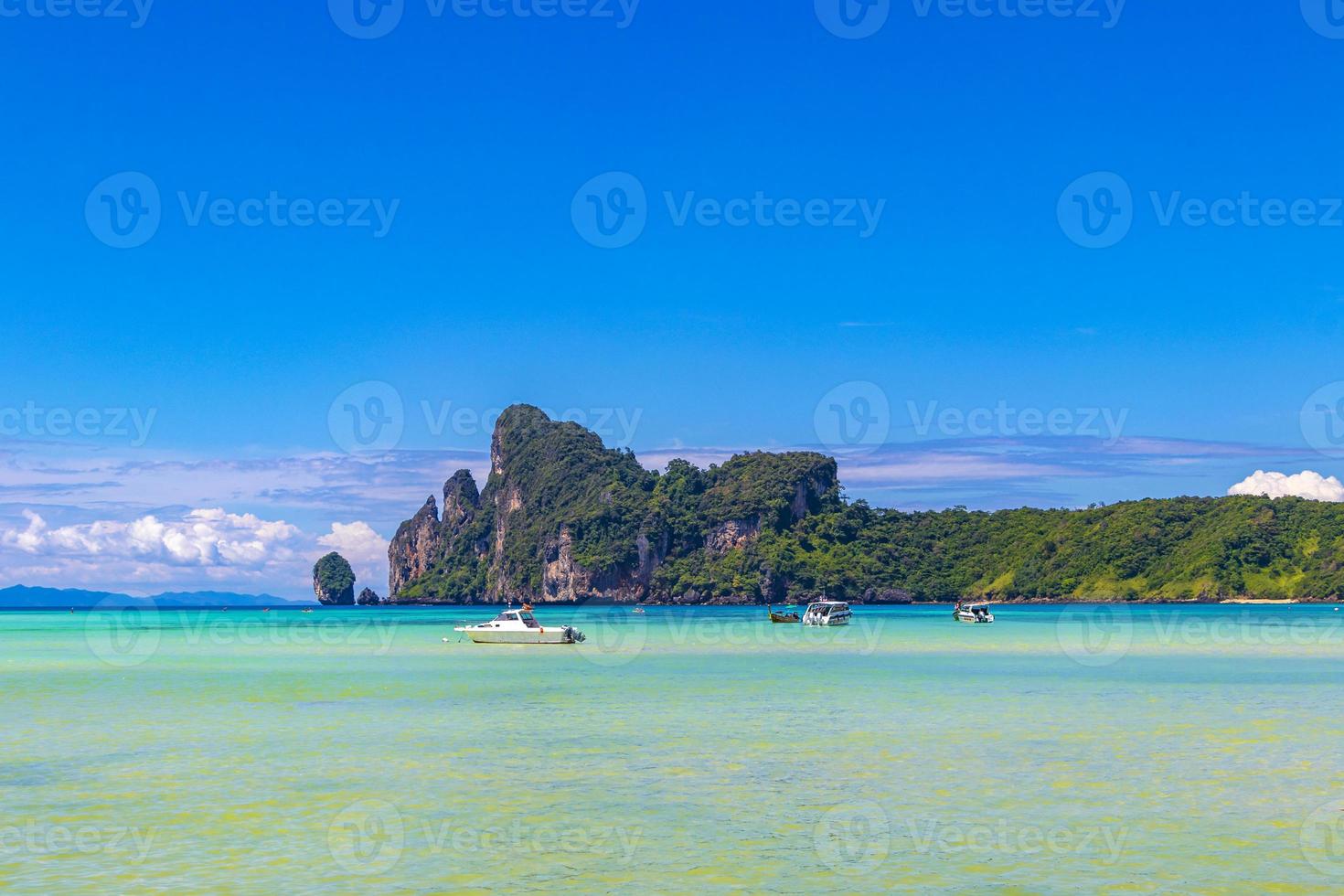 Koh Phi Phi Don Thailand island beach lagoon limestone rocks. photo