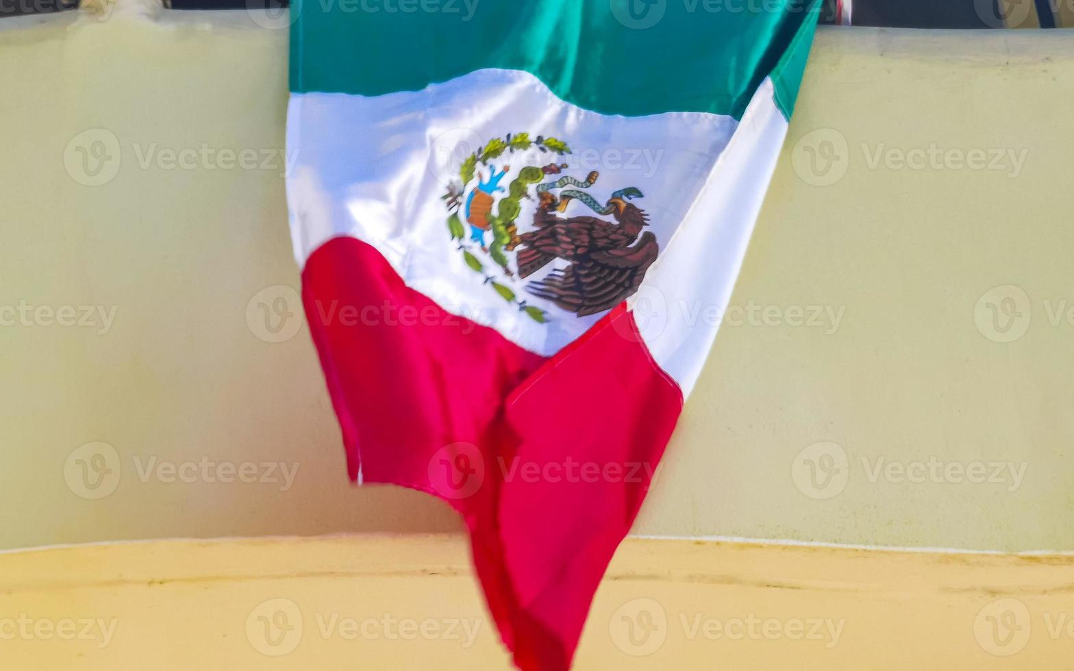 Mexican green white red flag in Zicatela Puerto Escondido Mexico. photo