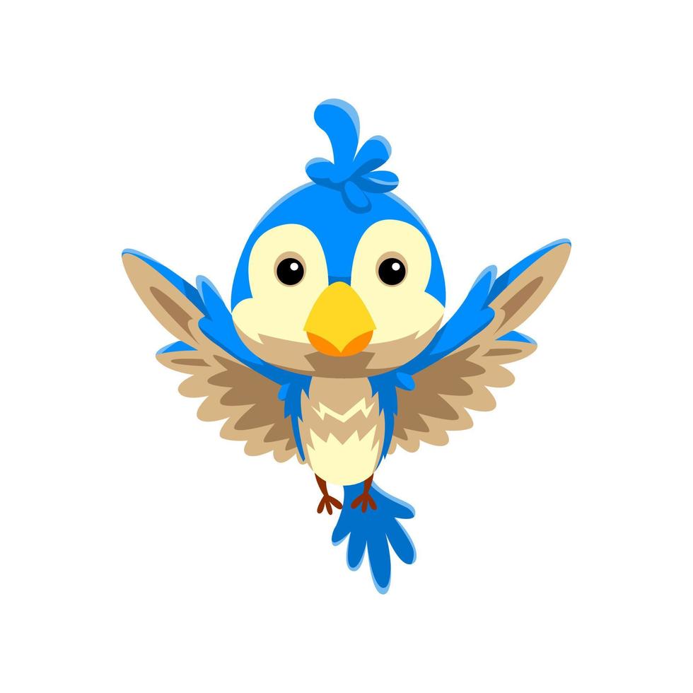 Cute cartoon bird in isolated white background vector illustration icon