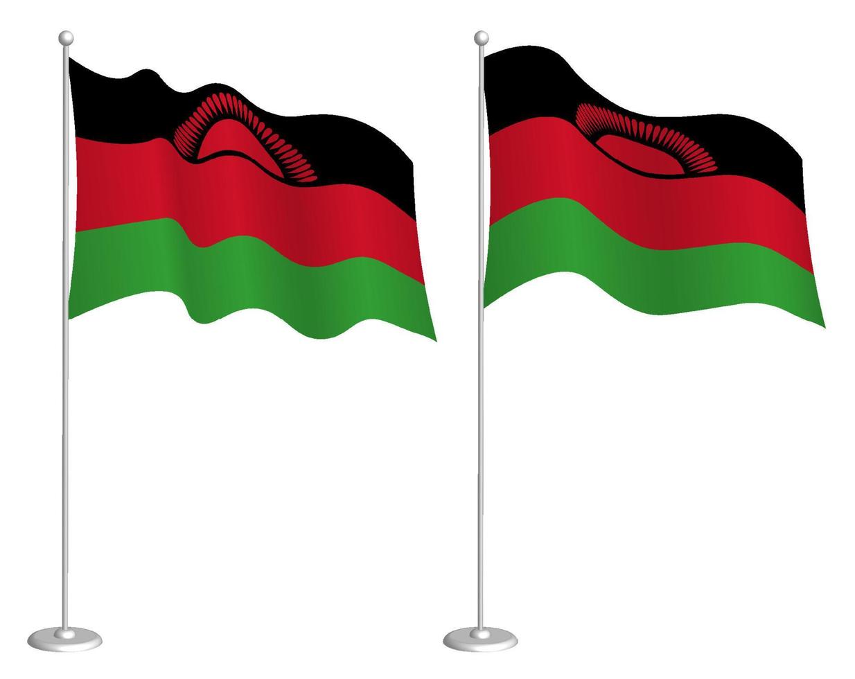 bandera de república de malawi en asta de bandera ondulación en viento. fiesta diseño elemento. control para mapa simbolos aislado vector en blanco antecedentes