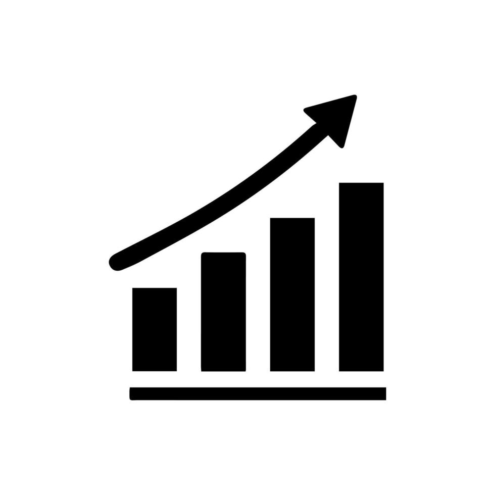 Bar graphic icon black. Perfect Black pictogram illustration. Business chart with arrow. Growths chart collection. Profit growing sumbol. Progress bar. Bar diagram. Chart Increase. vector