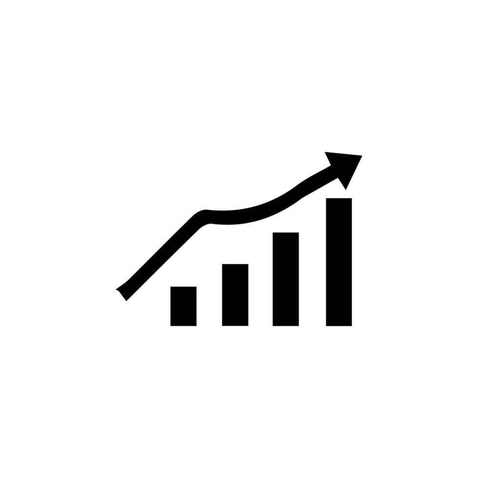 Bar graphic icon black. Perfect Black pictogram illustration. Business chart with arrow. Growths chart collection. Profit growing sumbol. Progress bar. Bar diagram. Chart Increase. vector