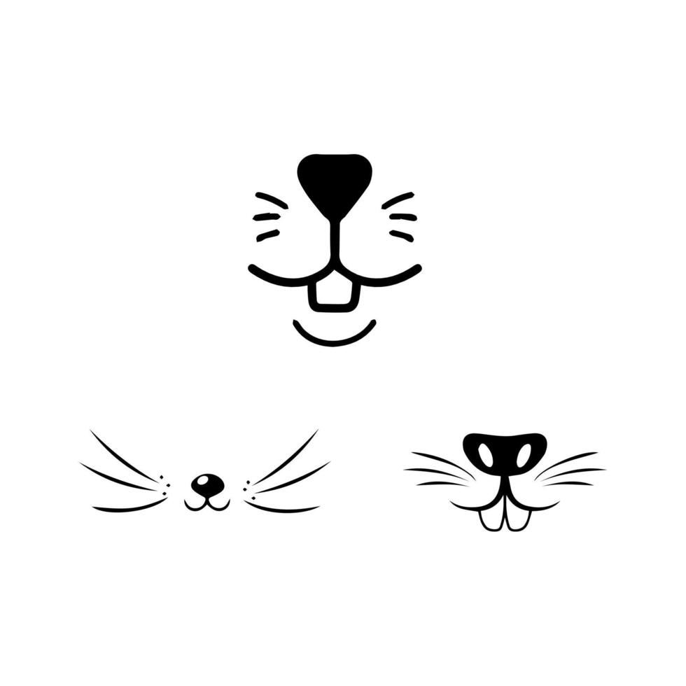 Cute rabbit nose minimalist black on white vector illustration. Cute rabbit icon. Animal nose and teeth logo for veterinarian or pet shop. Domestic animal symbol. Hare teeth drawing. Cute bunny stamp