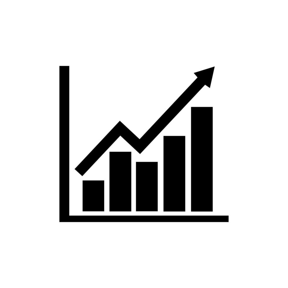 Bar graphic icon black. Perfect Black pictogram illustration. Business chart with arrow. Growths chart collection. Profit growing sumbol. Progress bar. Bar diagram. Chart Increase. vector