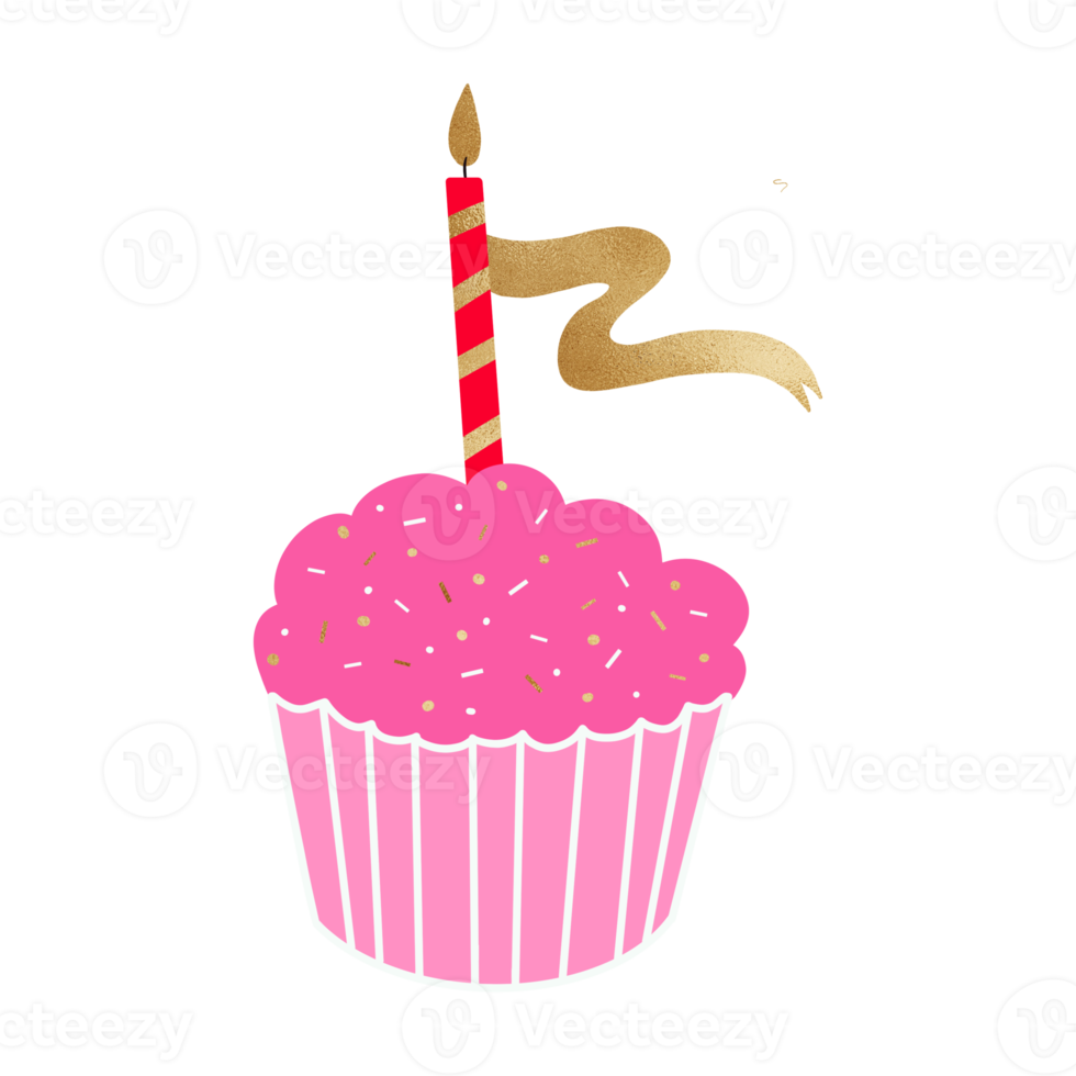 cupcake de cumpleaños rosa png