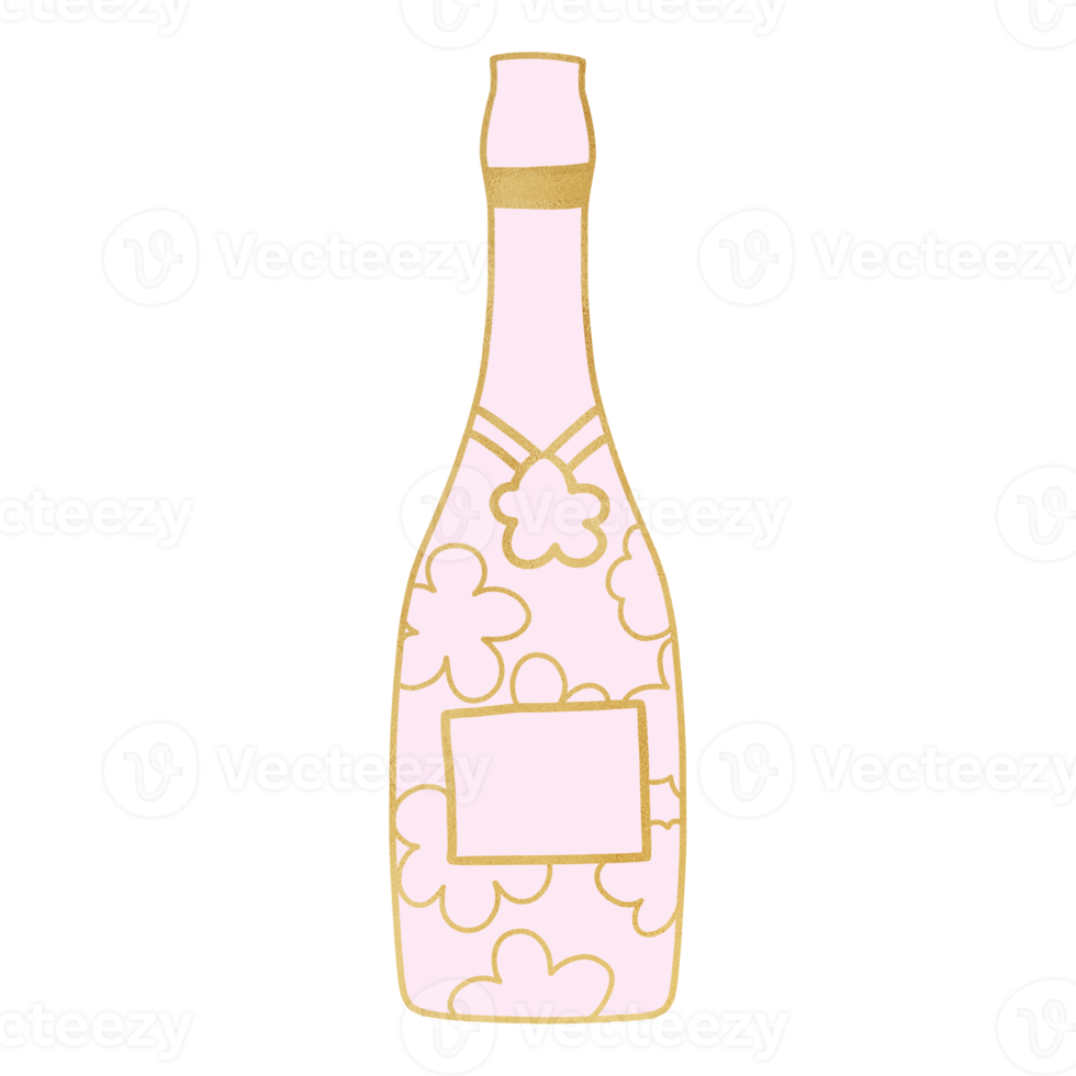 Pink Luxury Alcohol Bottle With Label png