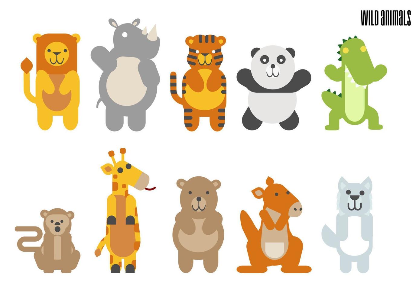 Cute Wild Animals vector icons