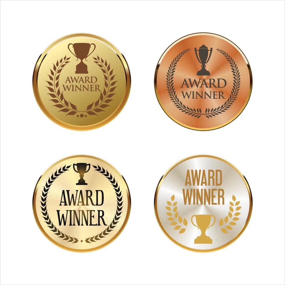 Award Winner emblem collection of silver and gold laurel wreath vector