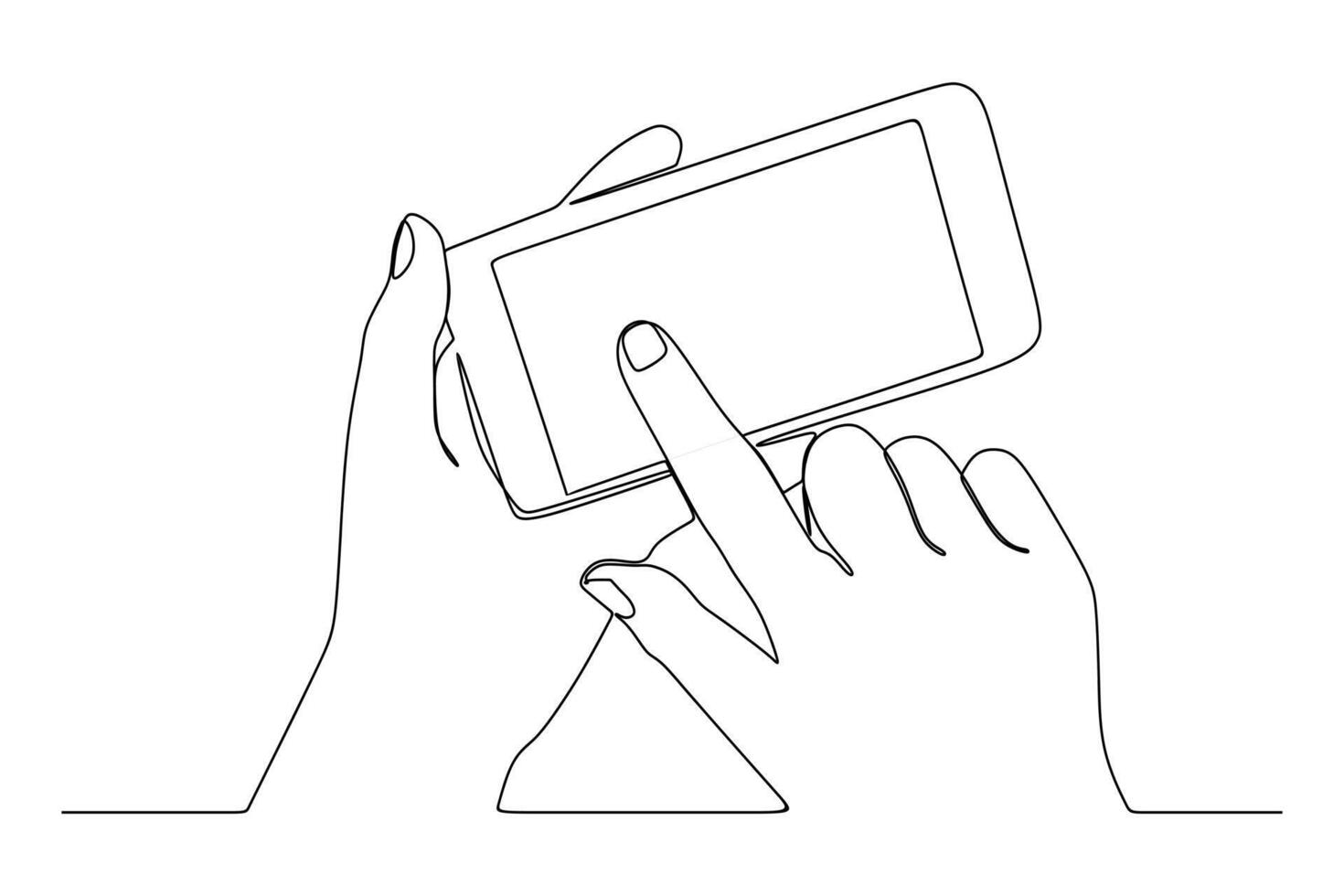 continuous line drawing of hand touching phone mobile screen 21686470