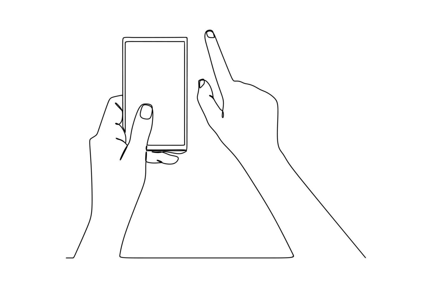continuous line drawing of hand touching phone mobile screen 21686523