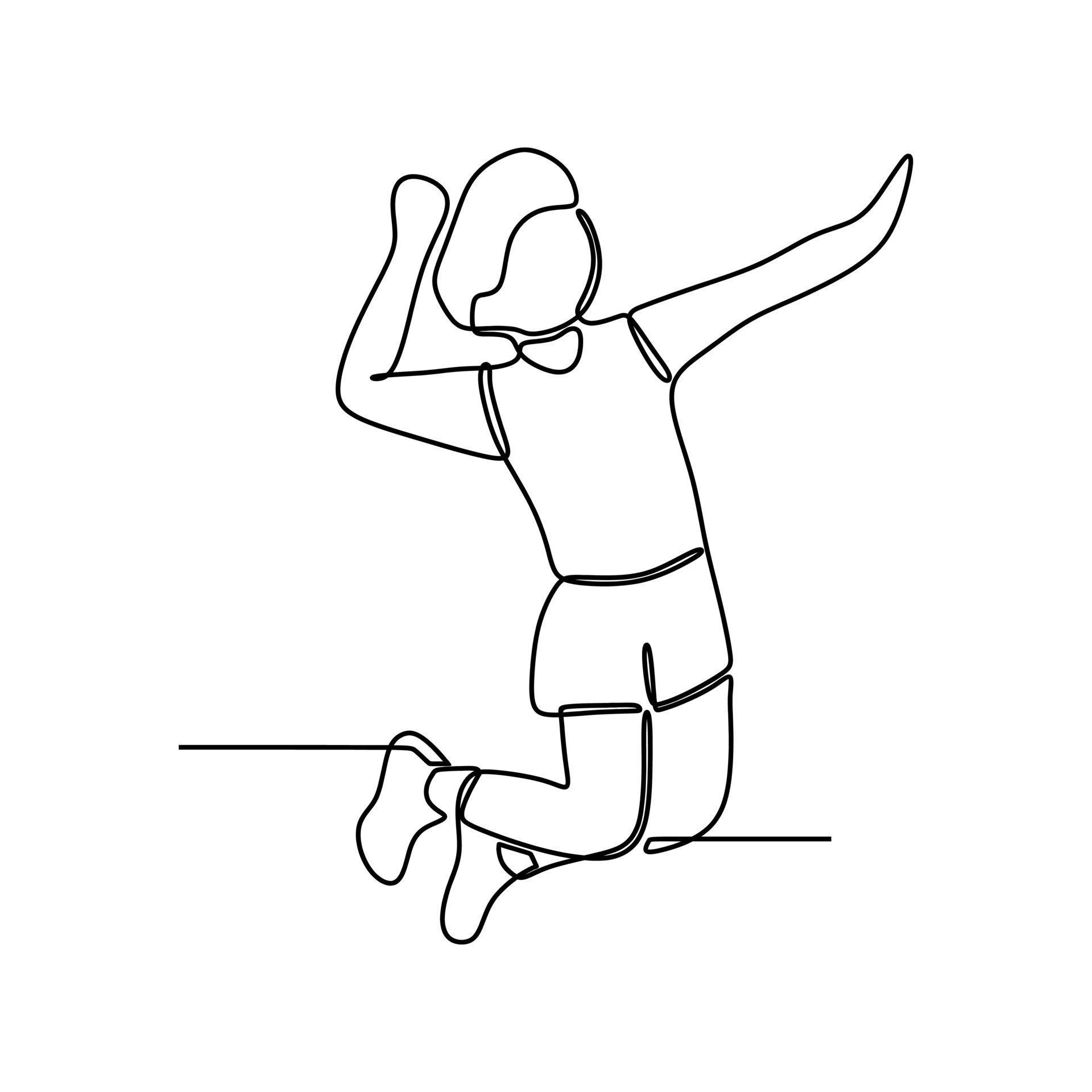 continuous line drawing of boy playing volleyball 21686603 Vector Art ...