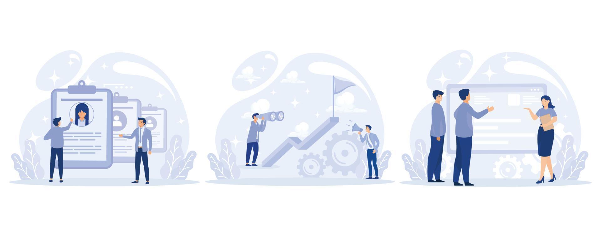 Career opportunity concept, Candidate list, career advice, executive job, human resources, find employee, job applicant, leadership coach, set flat vector modern illustration