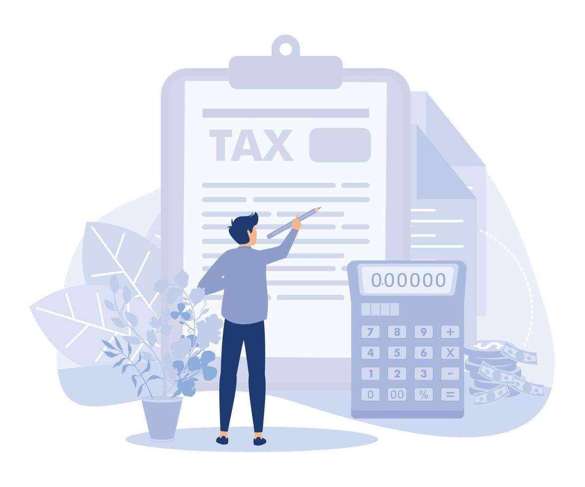 Tax return deadline concept,  money refund, business profit, budget planning, flat vector modern illustration