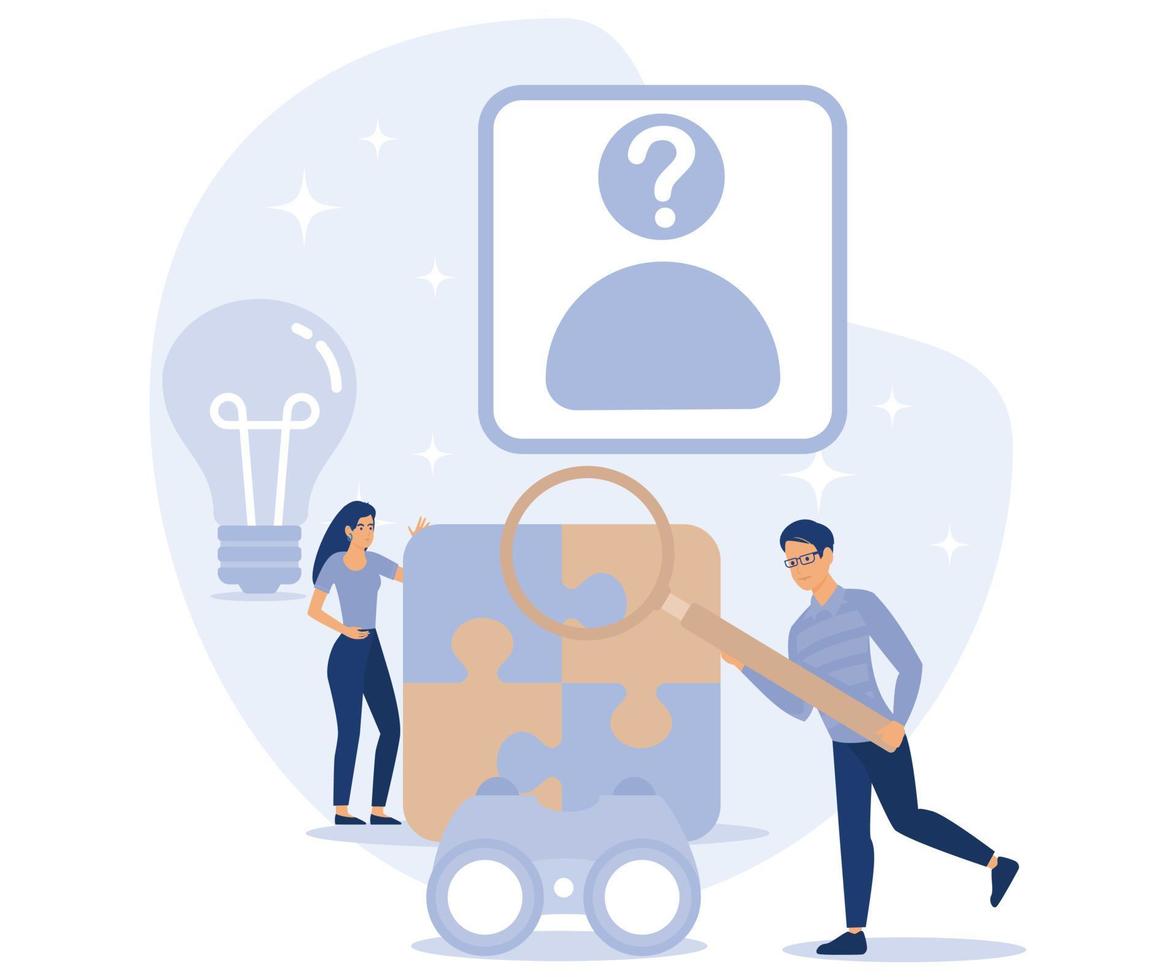 Detective agency concept. Searching evidences. flat vector modern illustration