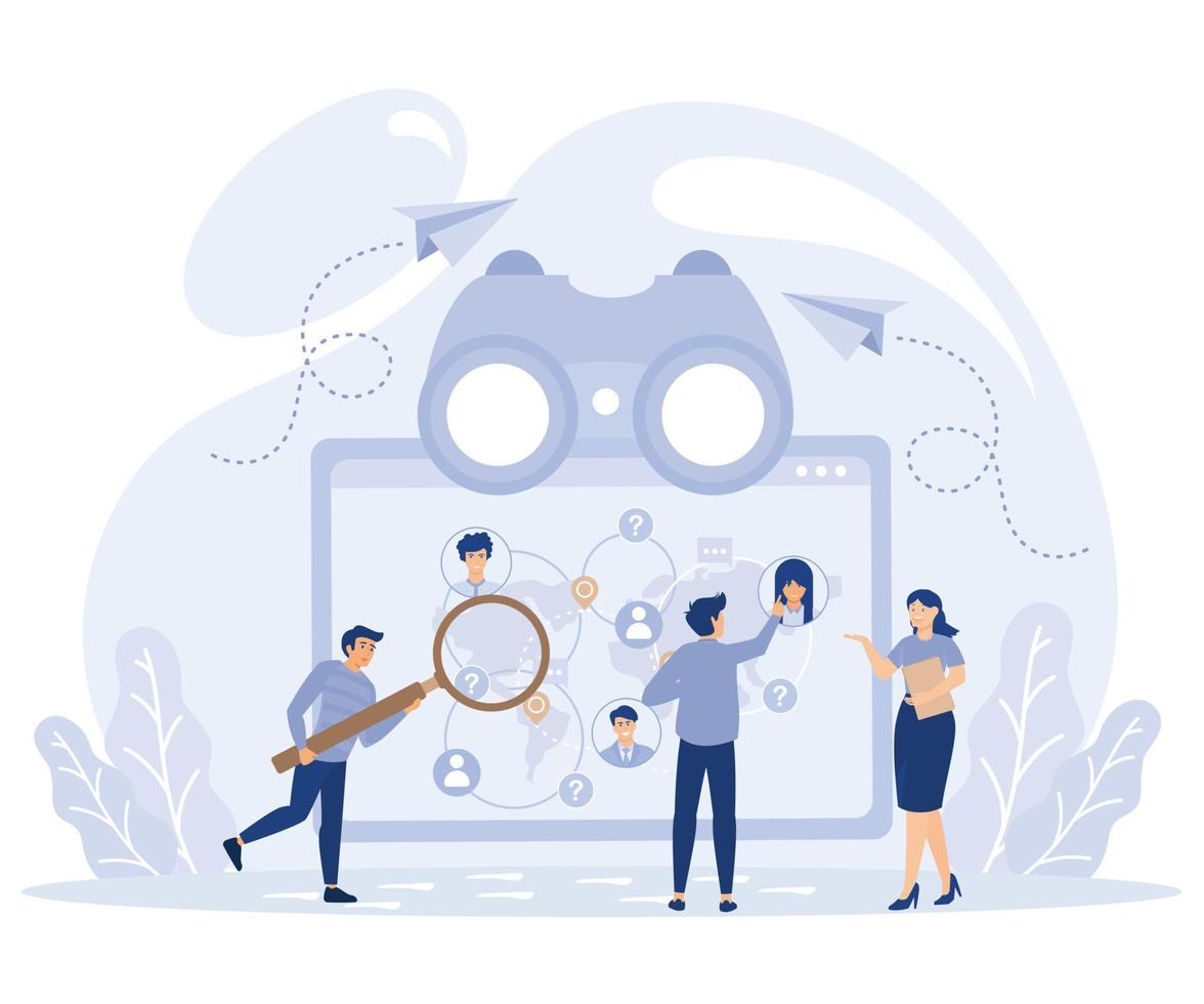 Detective agency concept. Searching evidences. flat vector modern illustration