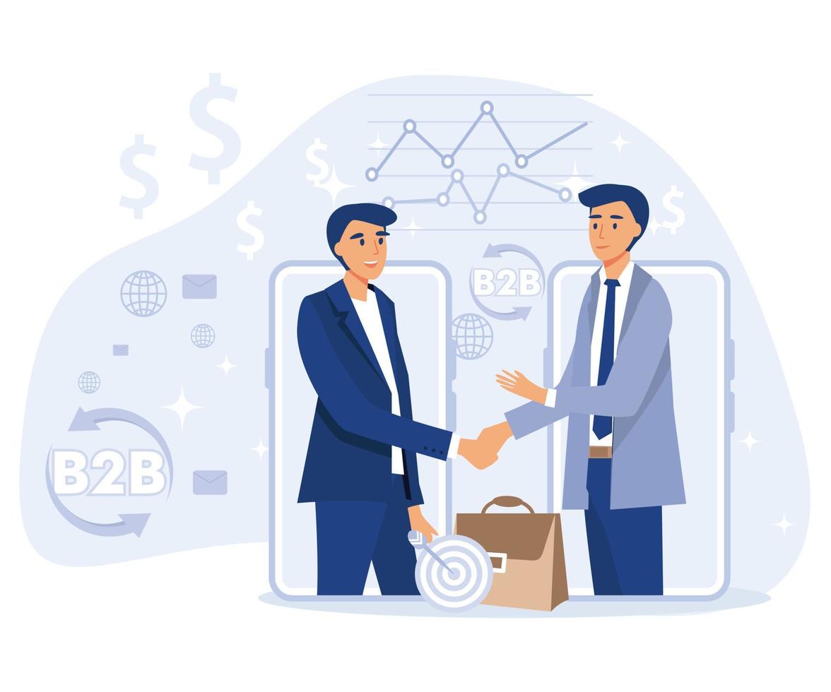 B2B  Business to business concept. Successful business collaboration. flat vector modern illustration
