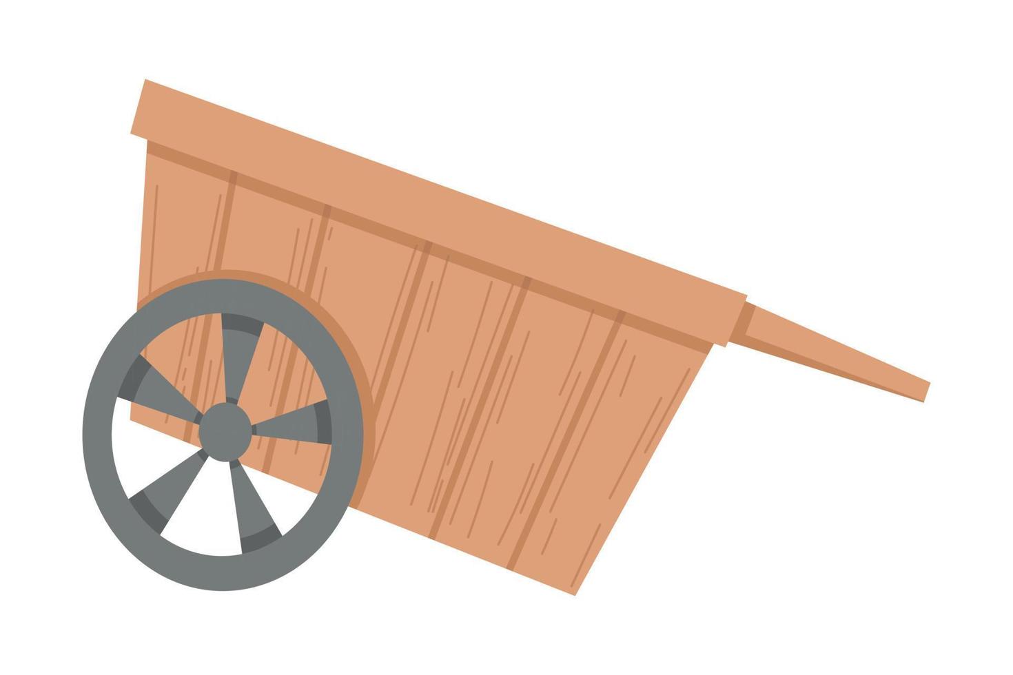 doodle flat clipart wooden gardening cart vector