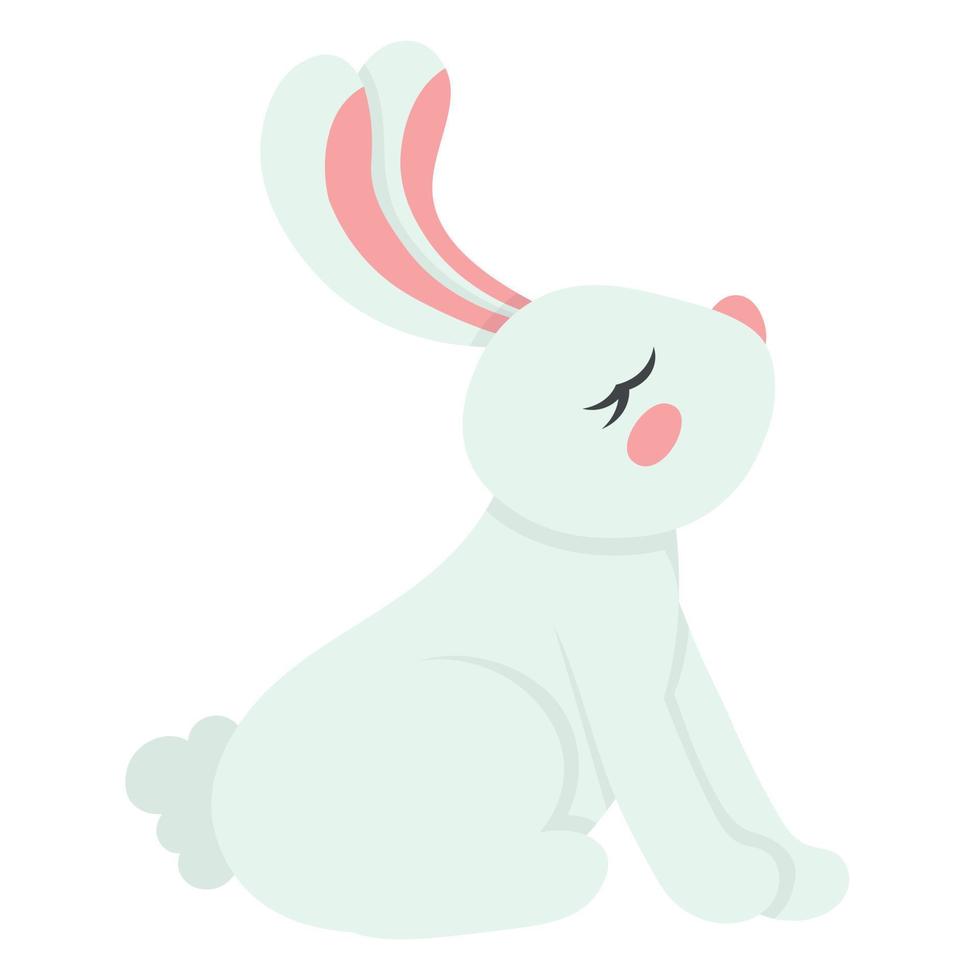 doodle flat clipart cute sitting easter bunny vector