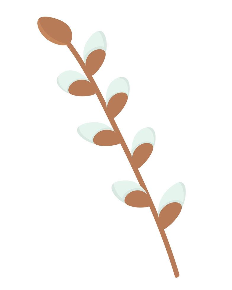 Doodle flat clipart willow twig. Easy to change color. vector