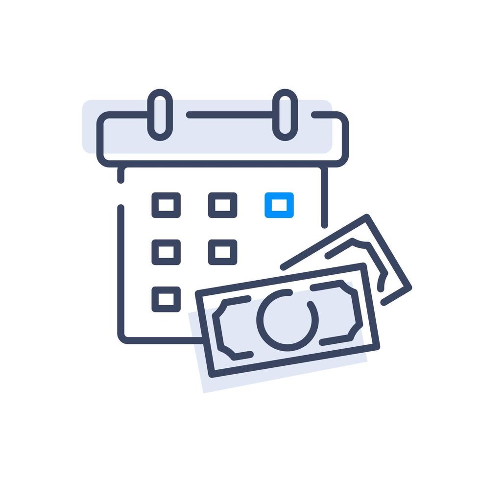 financial calendar,Payment schedule with money flat line icon vector