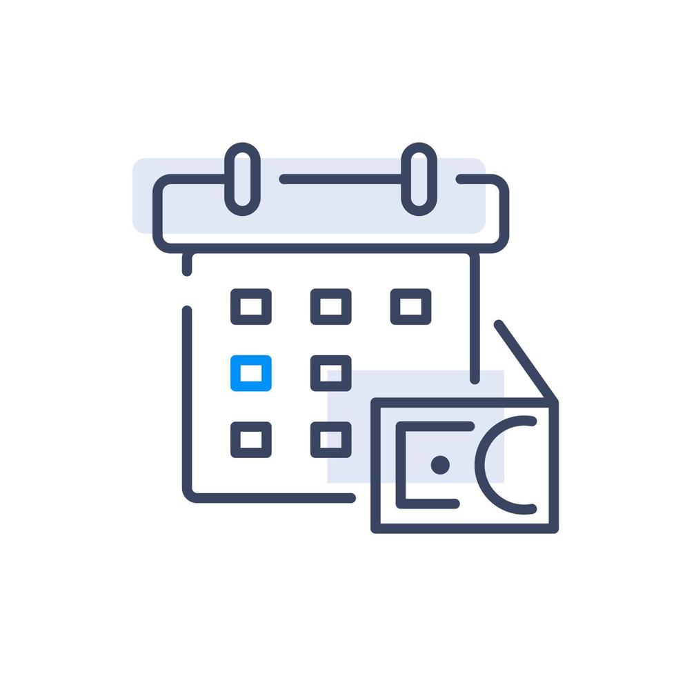 financial calendar,Payment schedule with money flat line icon vector