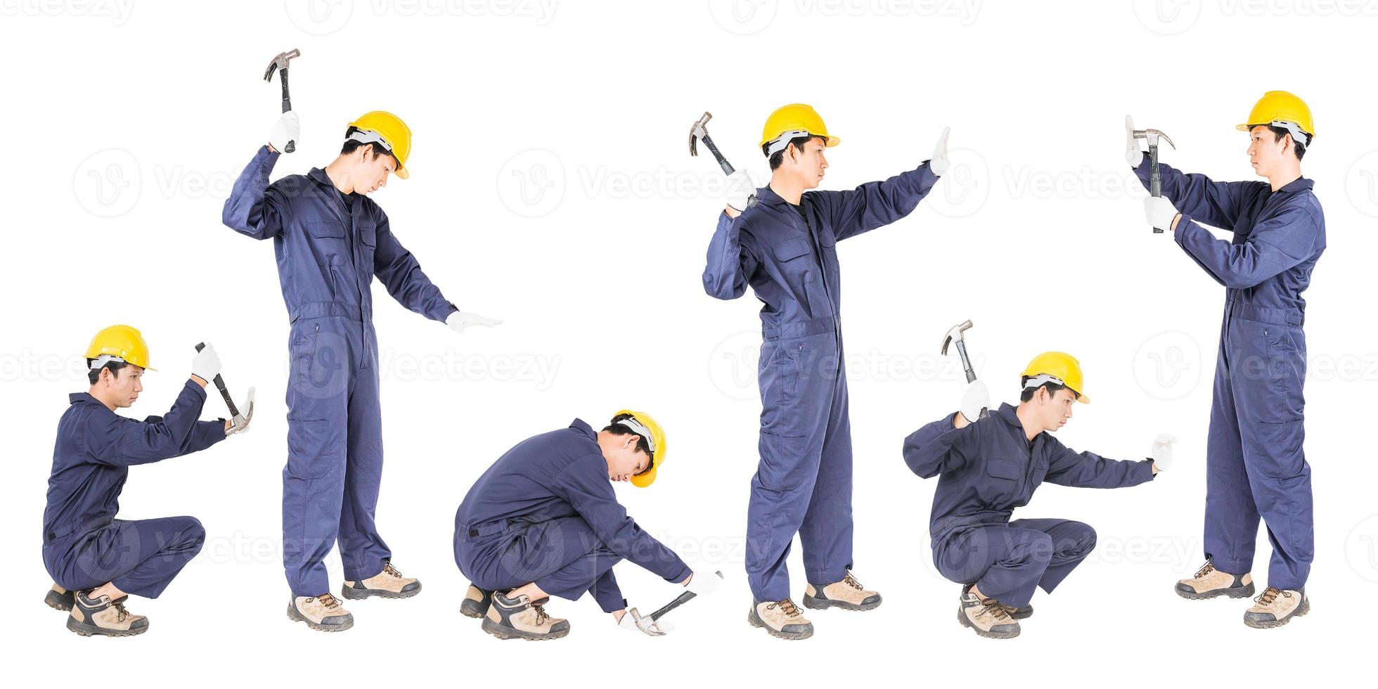 Handyman in uniform with his hammer photo