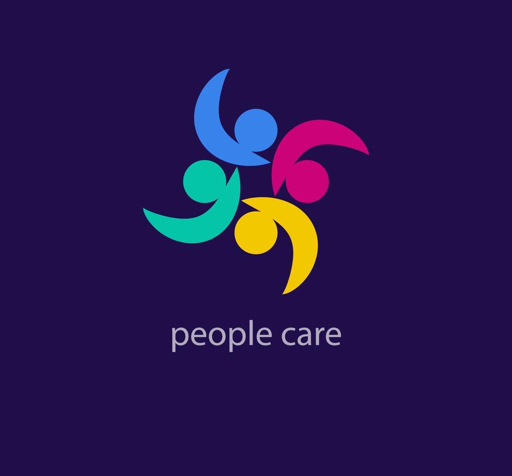 Creative People care logo. Togetherness and community concept design, creative hub, social connection icon, template and logo set. vector