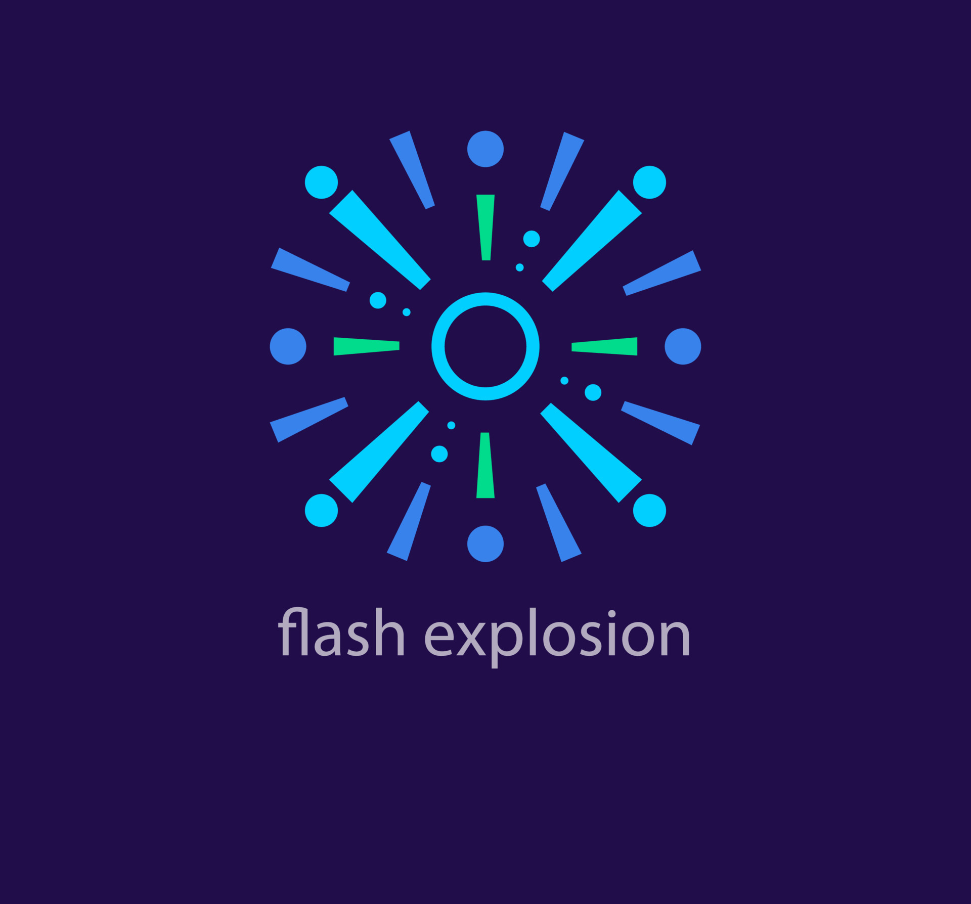Flash explosion logo. Starburst Round Logo. Circular Design element