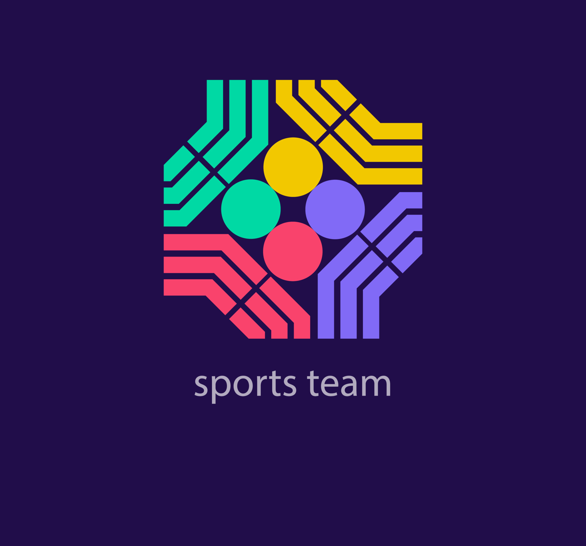 Unique sports team logo. Modern design color. Startup sport concept logo template. vector