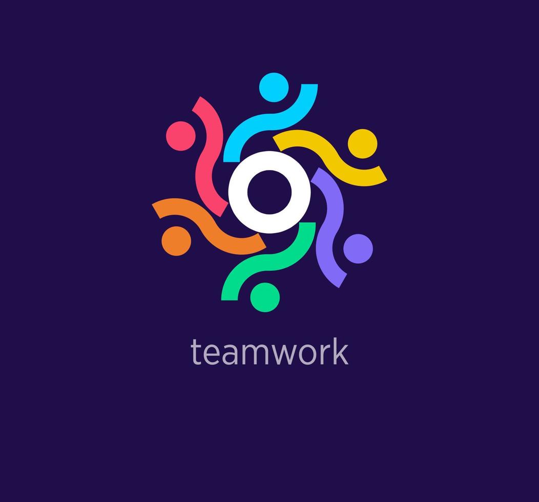 Creative teamwork logo design. Modern design color. Cyclic human logo template. vector. vector