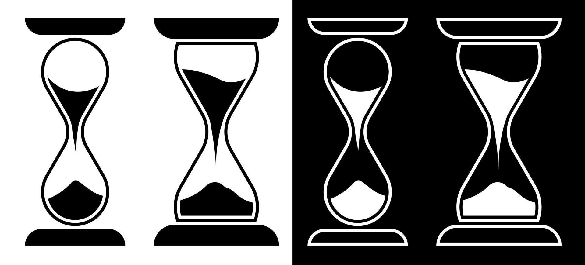 hourglass icon in glass flask on white background. Countdown. Isolated vector