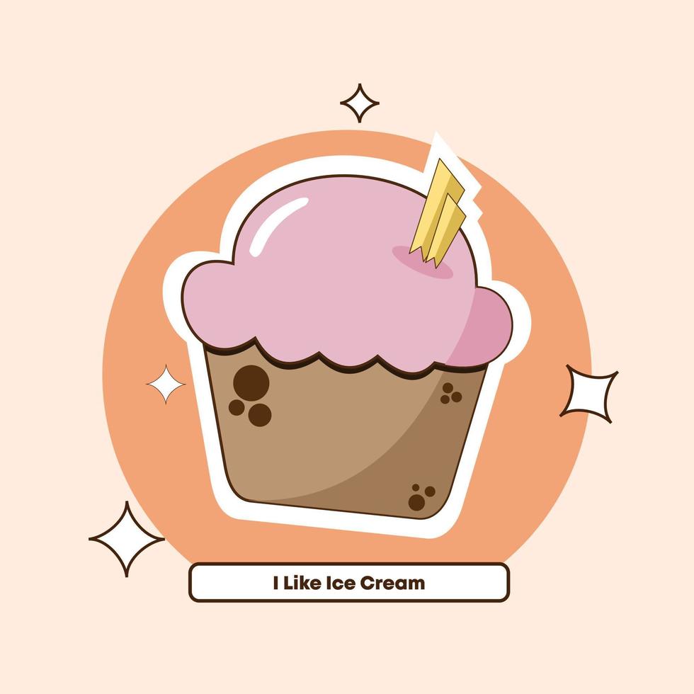 Hand Drawn Ice Cream Cup Sticker Illustration vector