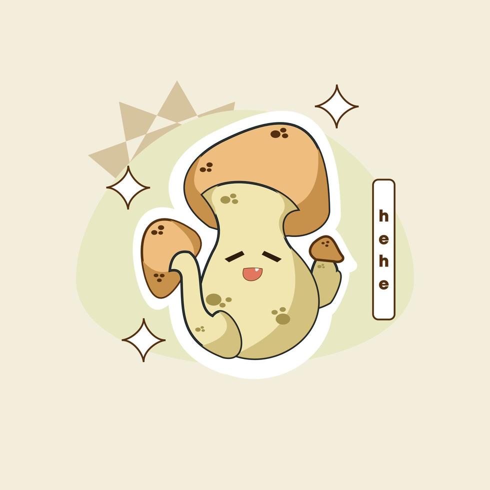 Cute Hand Drawn Mushroom Illustration Sticker vector