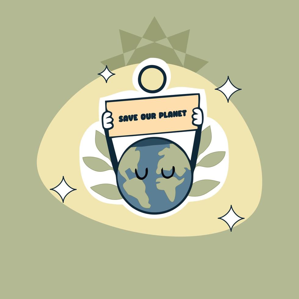 Cute Hand Drawn Globe Sticker Illustration vector