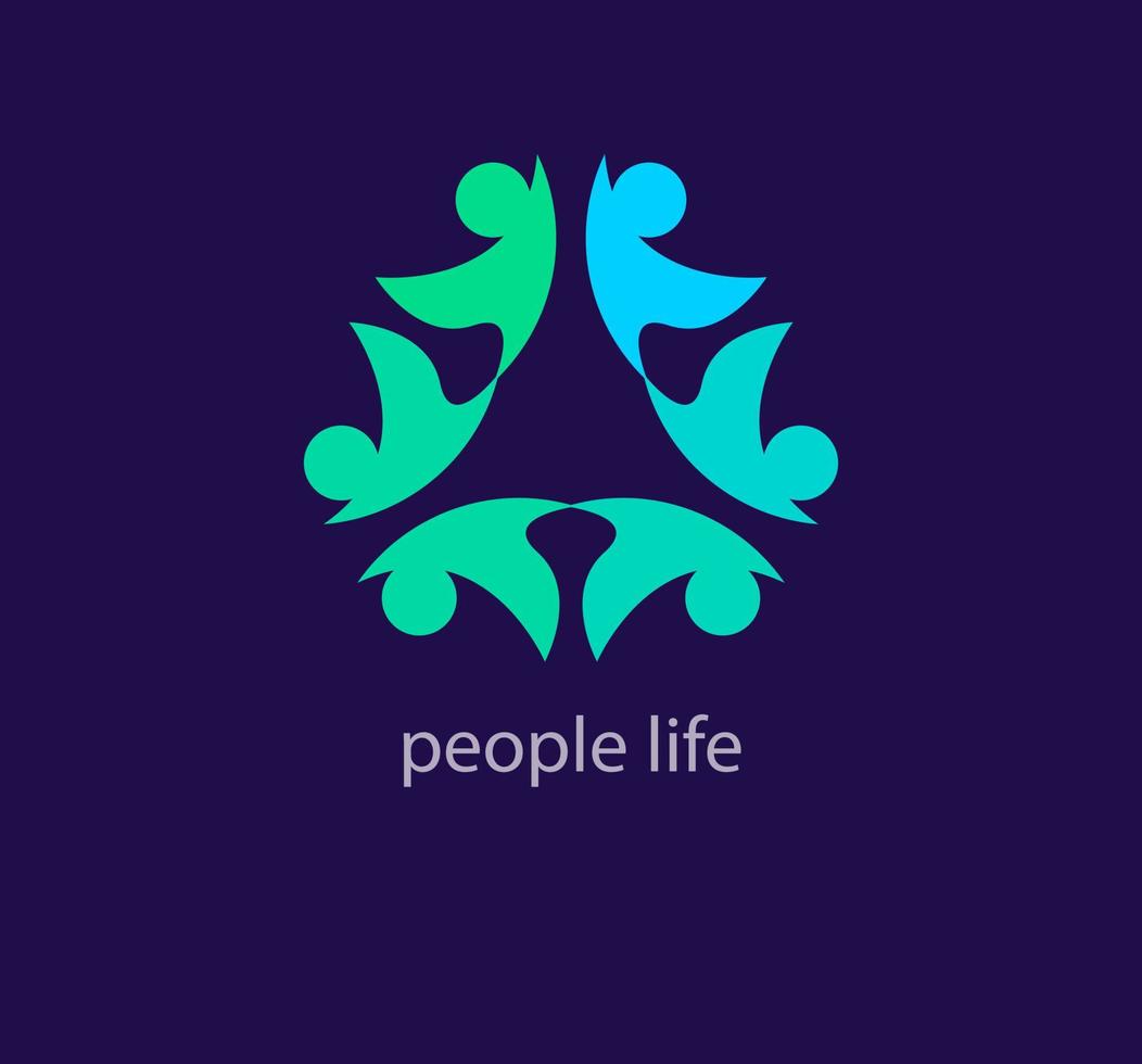 People life logo... Modern line and colorful design. Community aid icon, people together abstract logotype. People support and hope symbol. vector