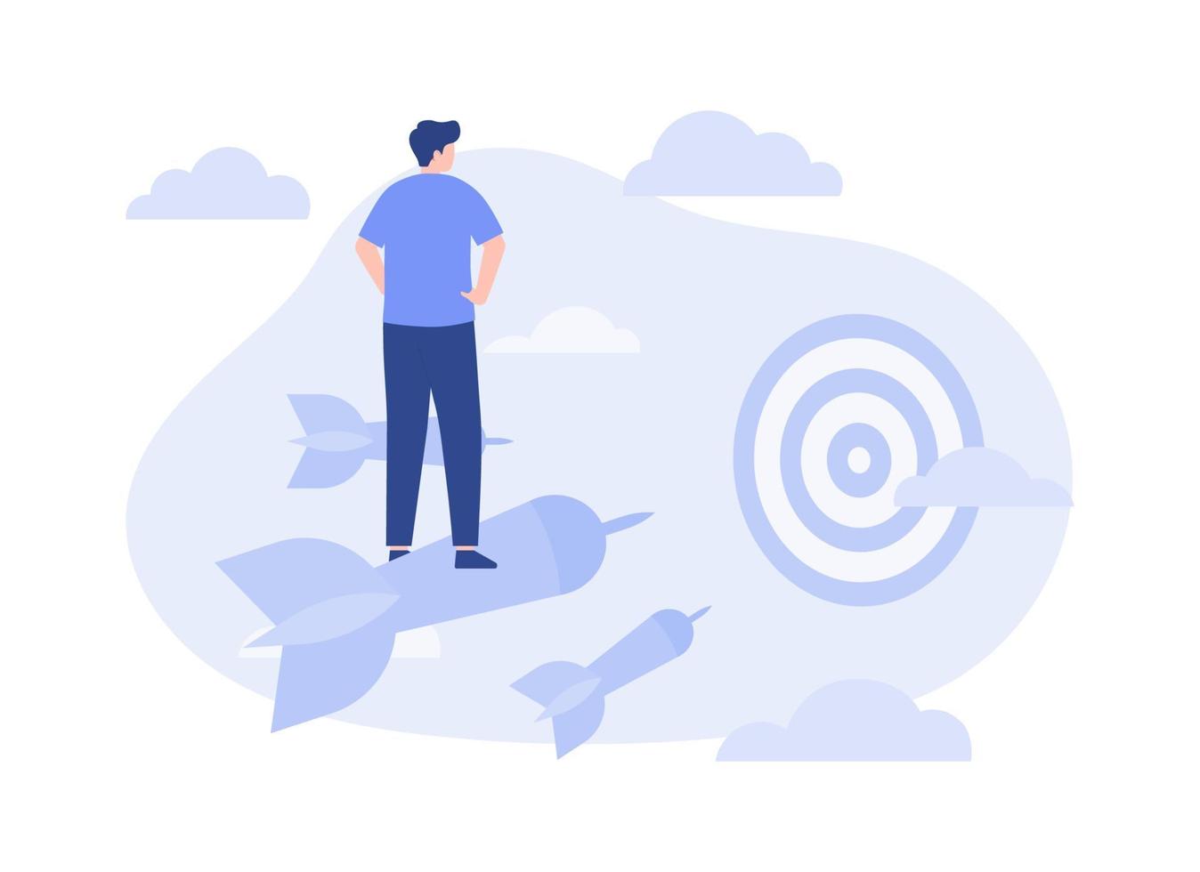 People ride darts to the target, the path to the target achievement