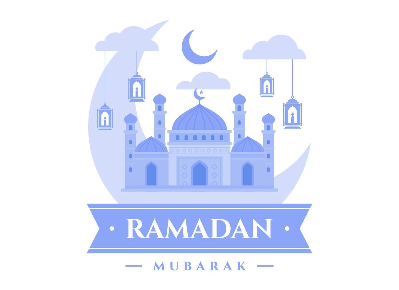 Greeting ramadan kareem, Eid al fitr moment illustration. Modern vector flat illustration