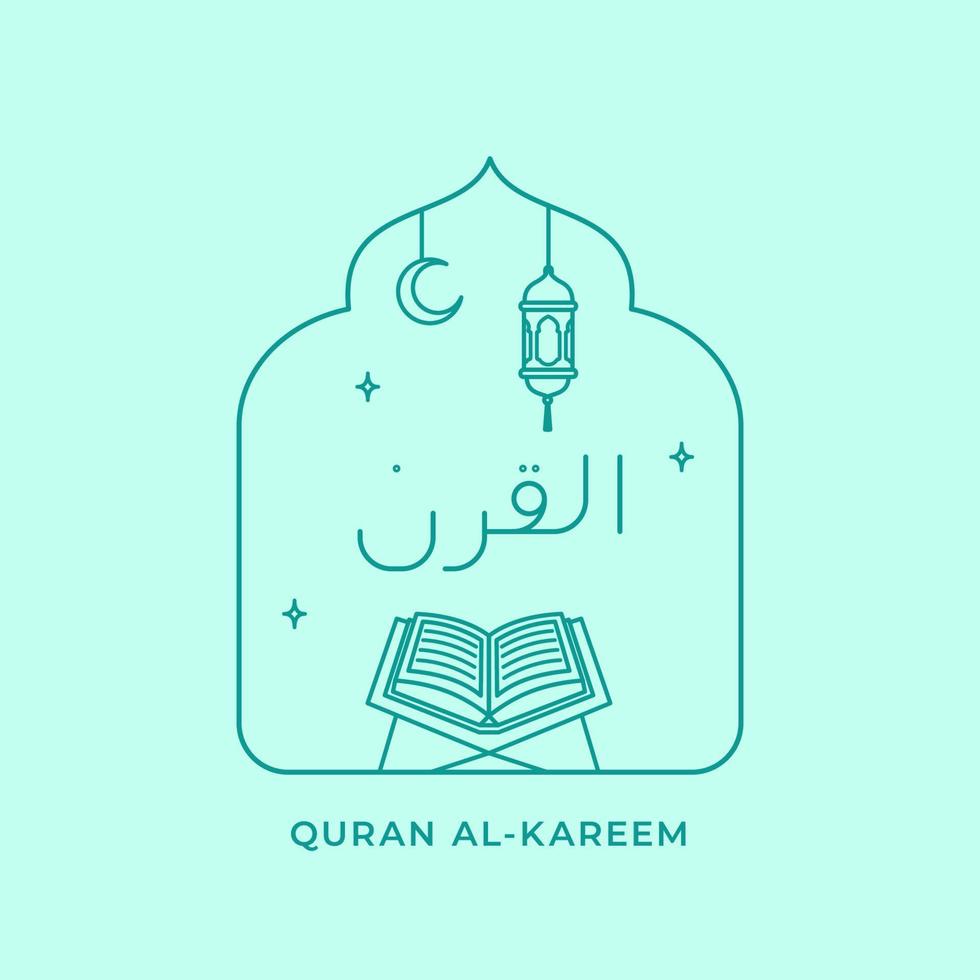 sencillo línea Alabama Corán islámico santo libro vector ilustración para Ramadán musulmán orar actividad póster diseño. traducir Arábica Al Quran