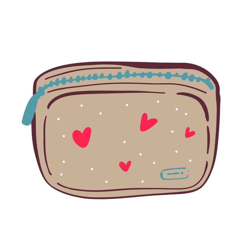 Female skincare cosmetic products in a cosmetic bag. Vector illustration.