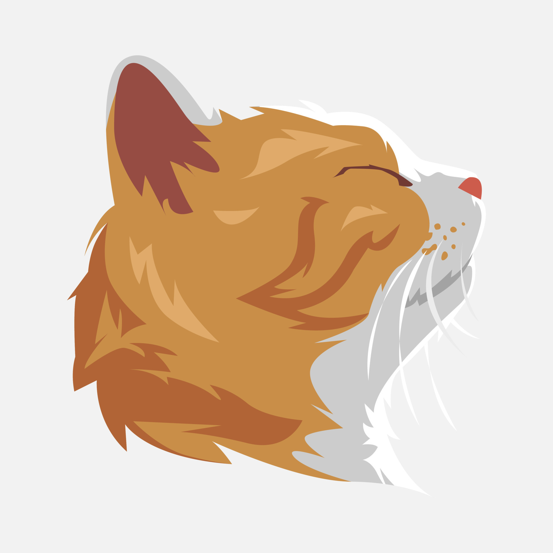 portrait of cat. side view. brown cat face. closing eyes. vector