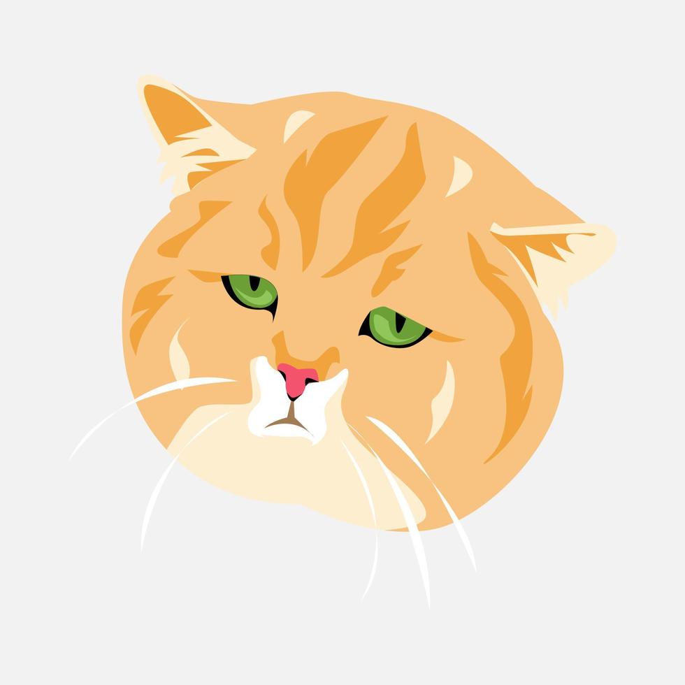 retrato de gato rostro. linda naranja y soñoliento gato. vector ilustración.