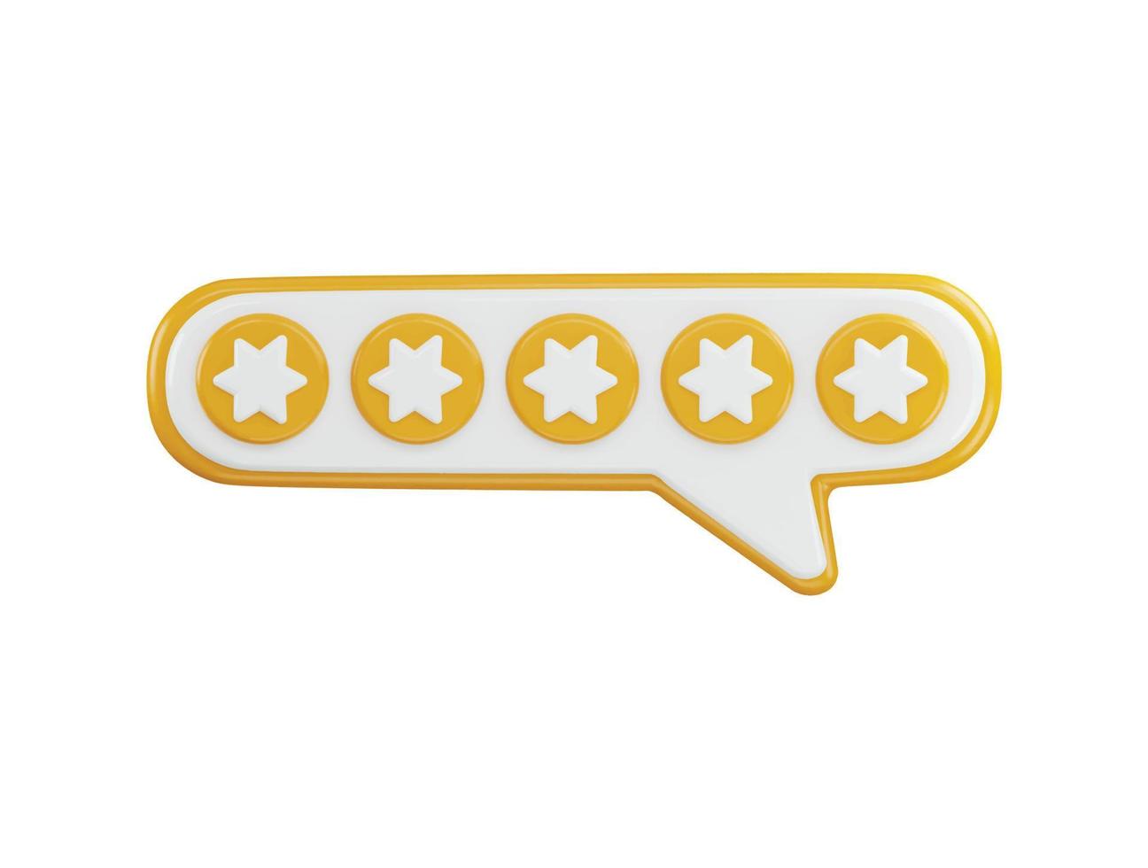 five star icon with speech bubble icon 3d rendering vector illustration