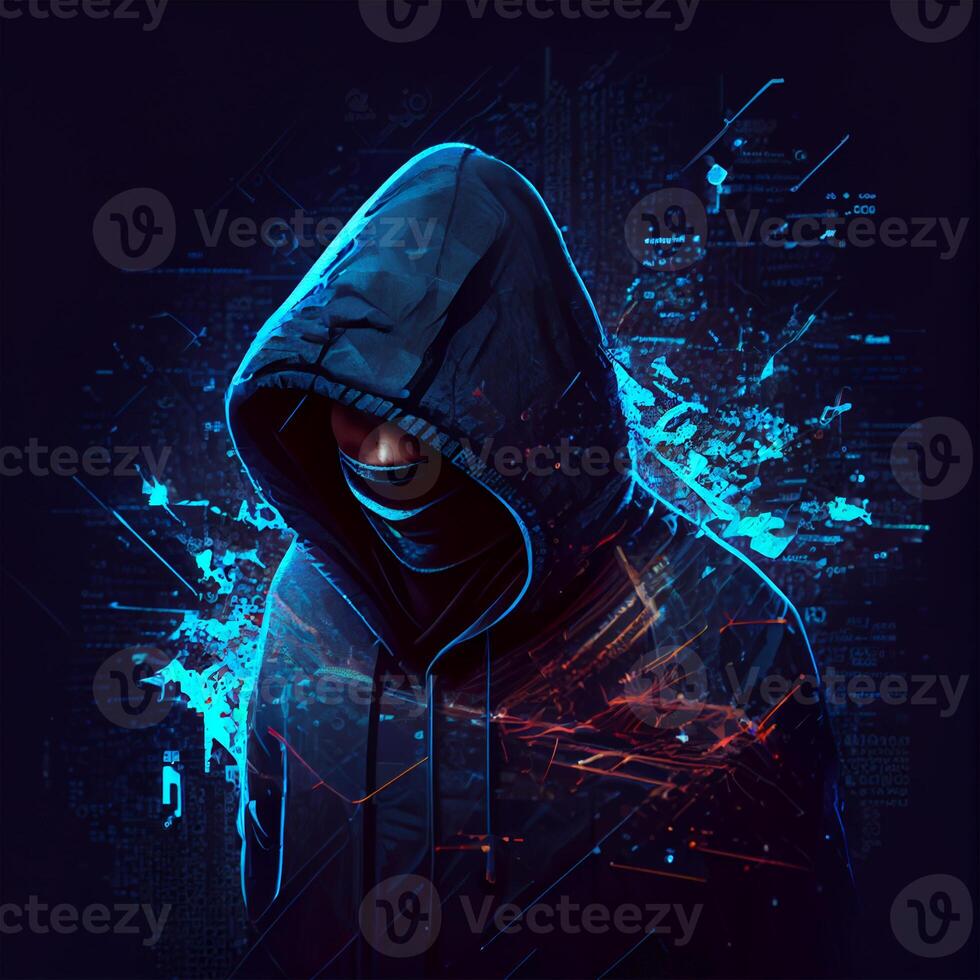 Hacker, programmer modern spy, illegal data search - Image photo