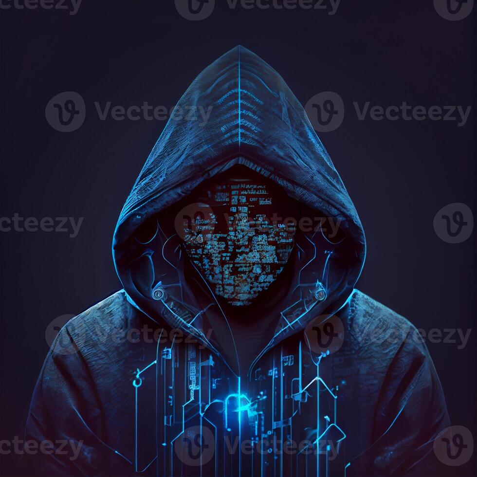 Hacker, programmer modern spy, illegal data search - Image photo