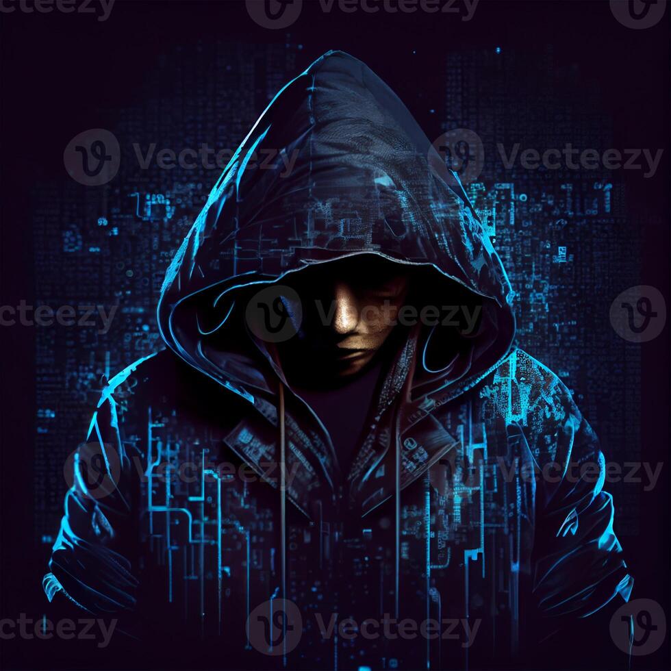 Hacker, programmer modern spy, illegal data search - Image photo