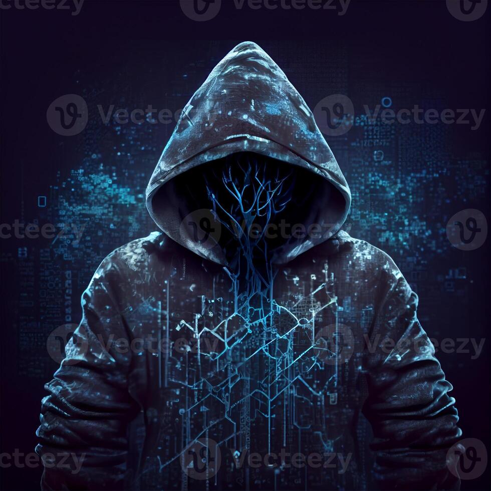 Hacker, programmer modern spy, illegal data search - Image photo
