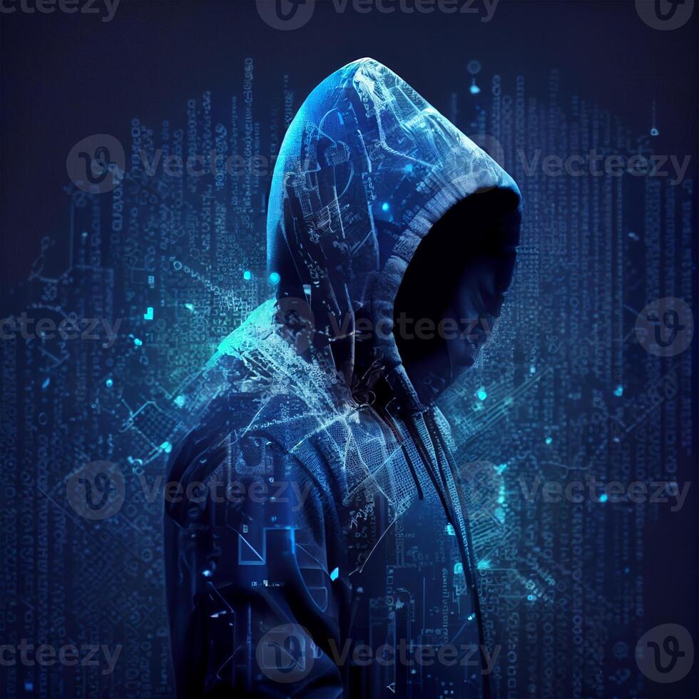 Hacker, programmer modern spy, illegal data search - Image photo
