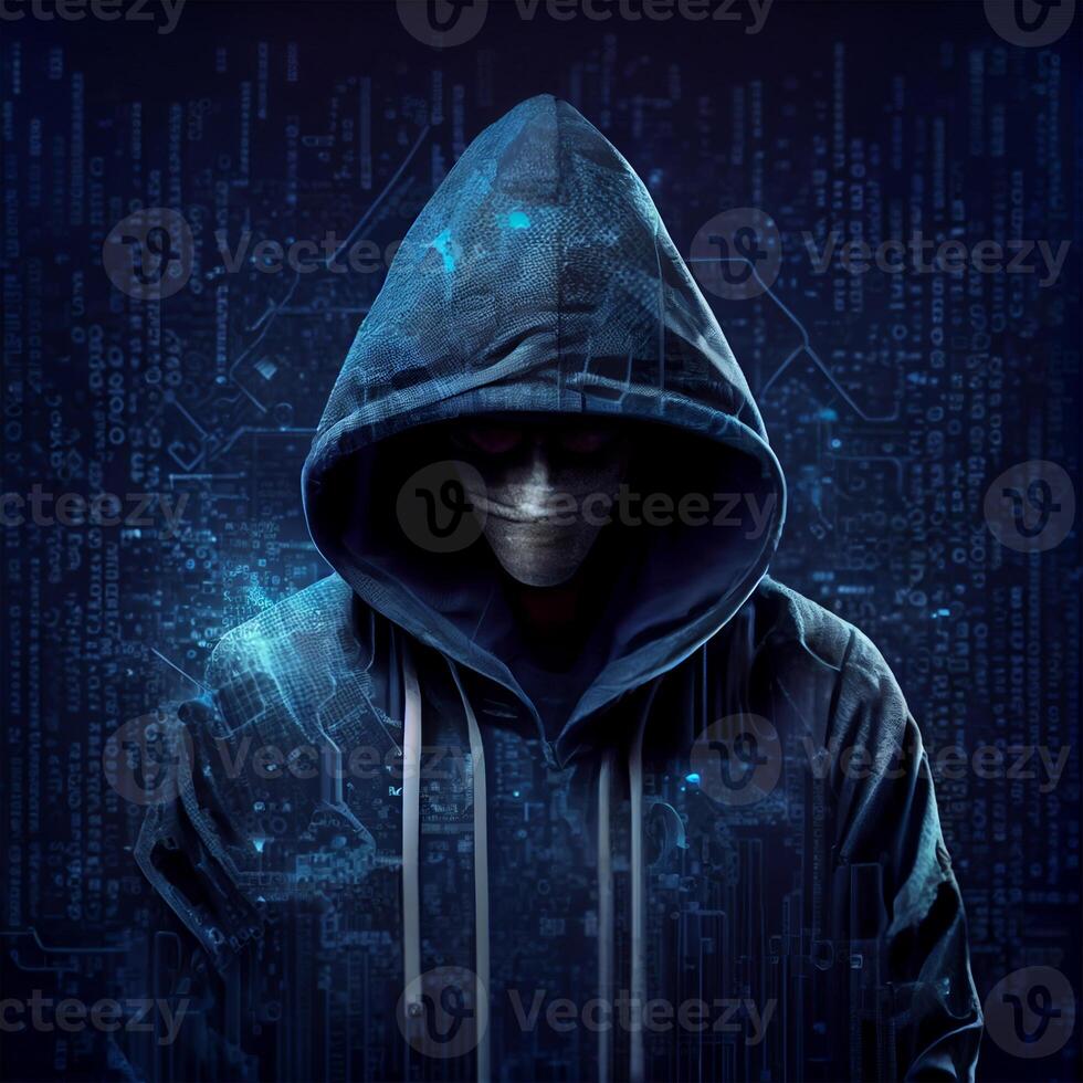 Hacker, programmer modern spy, illegal data search - Image photo