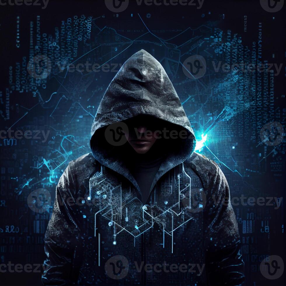 Hacker, programmer modern spy, illegal data search - Image photo